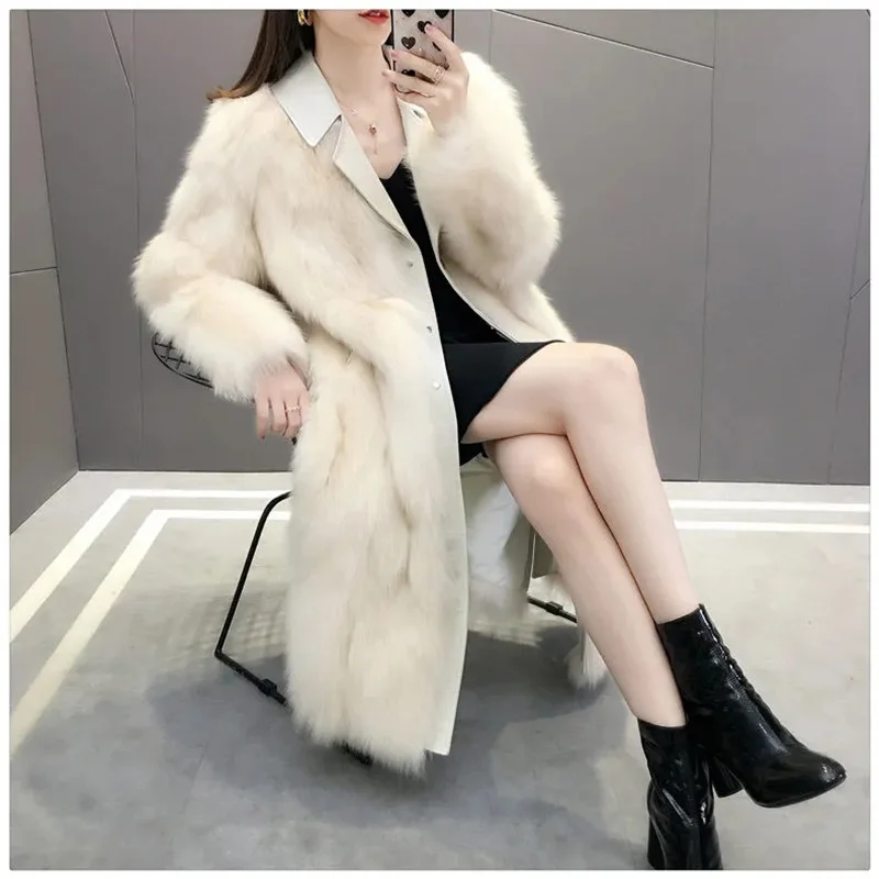 2021 New Women's Fur Coat Korean Thickened Imitation Raccoon Fur Knit Coat For Autumn And Winter Parka Fur Coat Women Elegant