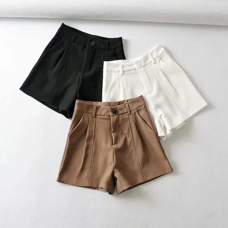 

TVVOVVIN Loose Wide Leg Shorts Women's Summer New Korean Style High Waist Casual Solid Color All-match Shorts IX90