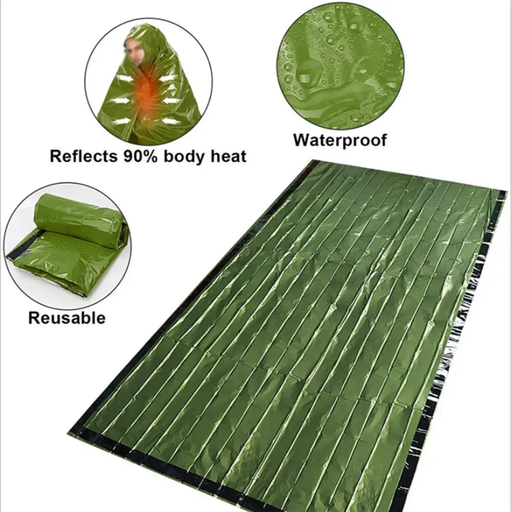 Аварийный термоспальный мешок портативный для сна на природе водонепроницаемое