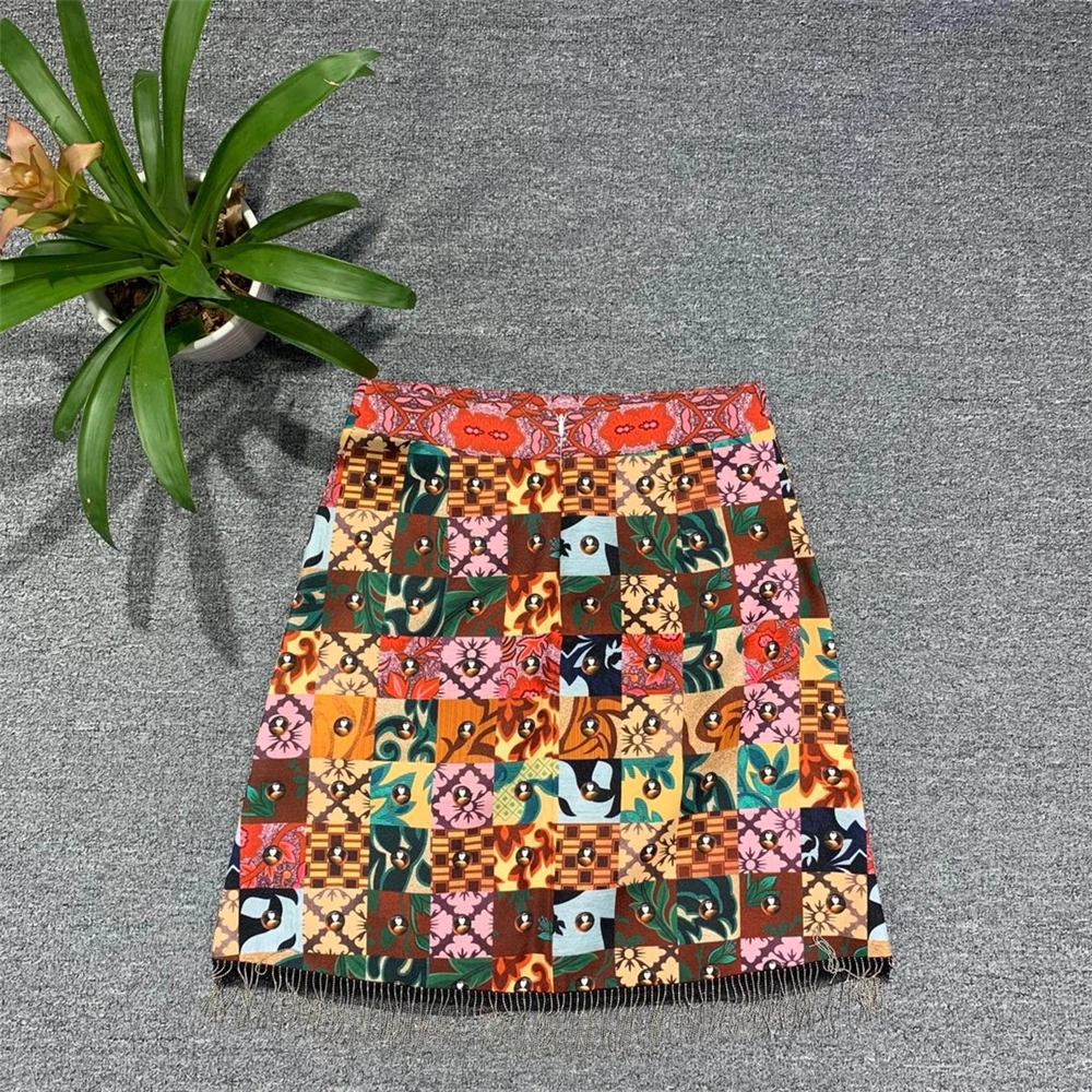 

Women's High End Vintage Ethnic Print Beading Tassel Pencil Skirt Ladies' Vintage Pencil Skirt