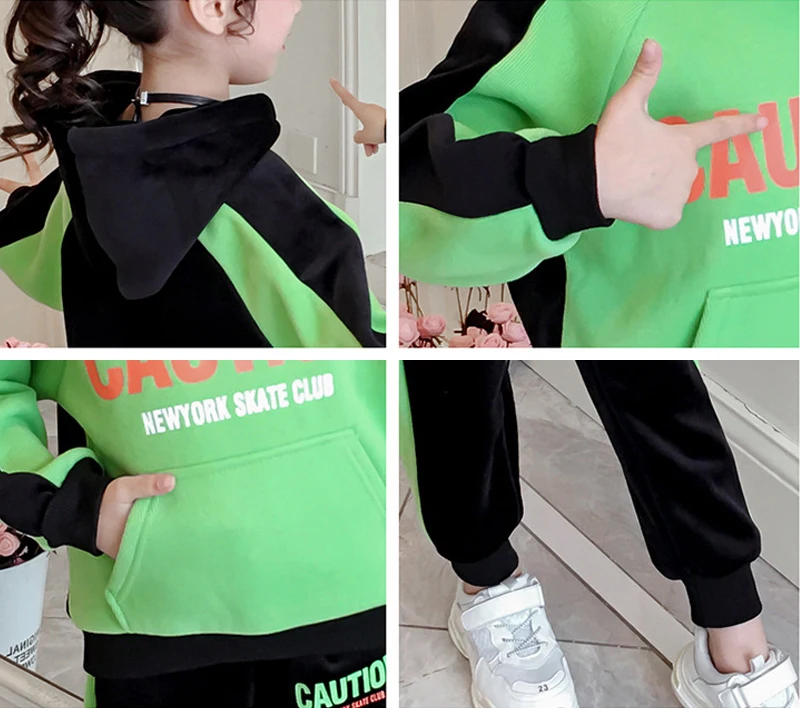 

Winter Kids clothes Baby letter warm Clothing Sets Baby Girls thick hoodies+Pants Outfits Clothing Set tracksuits suits sets