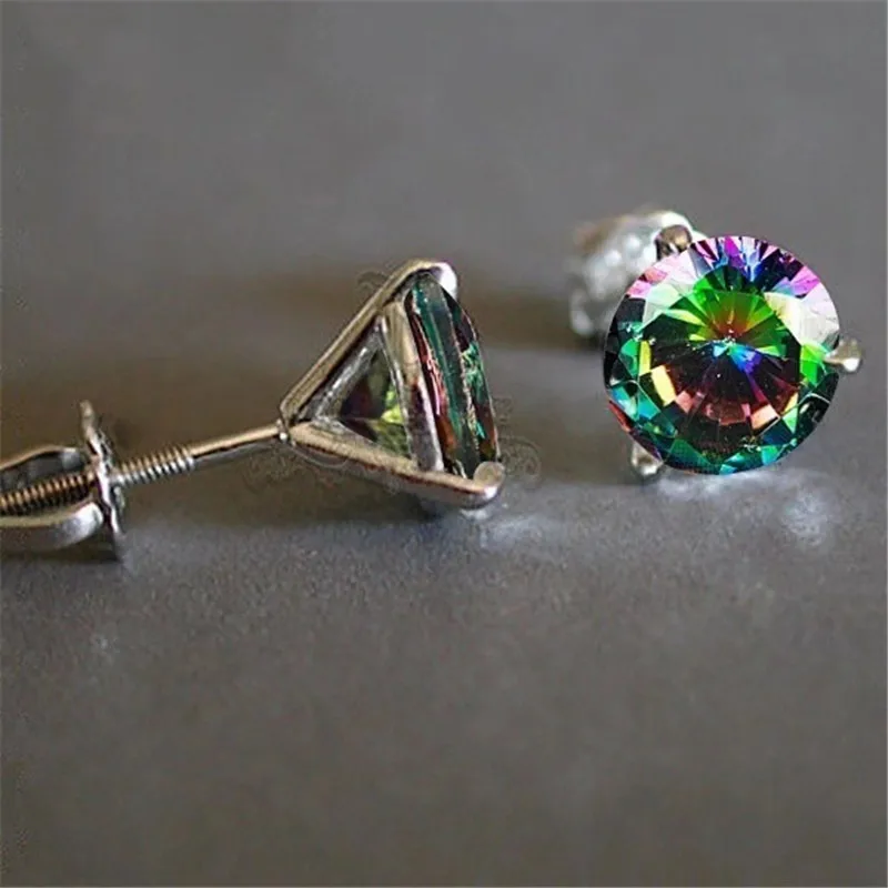 Женские серьги гвоздики из серебра 925 пробы с фианитом|Серьги-гвоздики| |