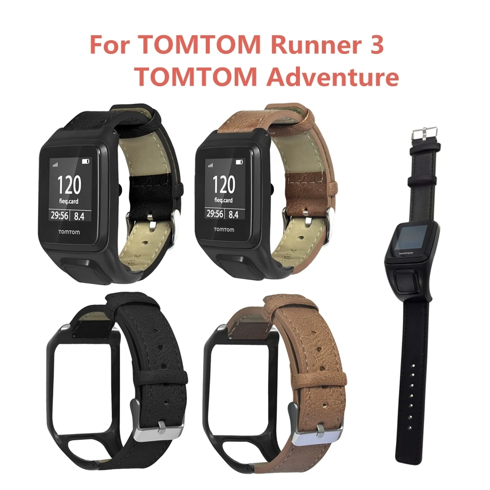 Сменный ремешок из натуральной кожи для часов Tomtom Runner 3 наручных Adventurer умный