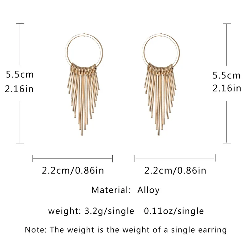 Женские серьги кисточки ZG длинные геометрические золотого и серебряного цветов