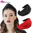 Molan большая повязка на голову с перекрестным узлом для женщин широкая повязка для волос для девочек однотонная завязанная повязка на волосы обруч ободок аксессуары для волос