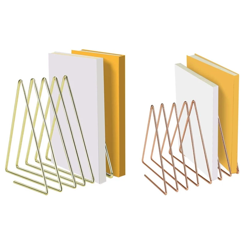 File Folder Rack Magazine Holder, Elastic 7 Sections Triple-cornered Wire Book Organizer Stand for Desk