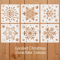 6pcsset christmas stencils delicate snowflake multipurpose hollow stencils spray painting template diy wall window decor