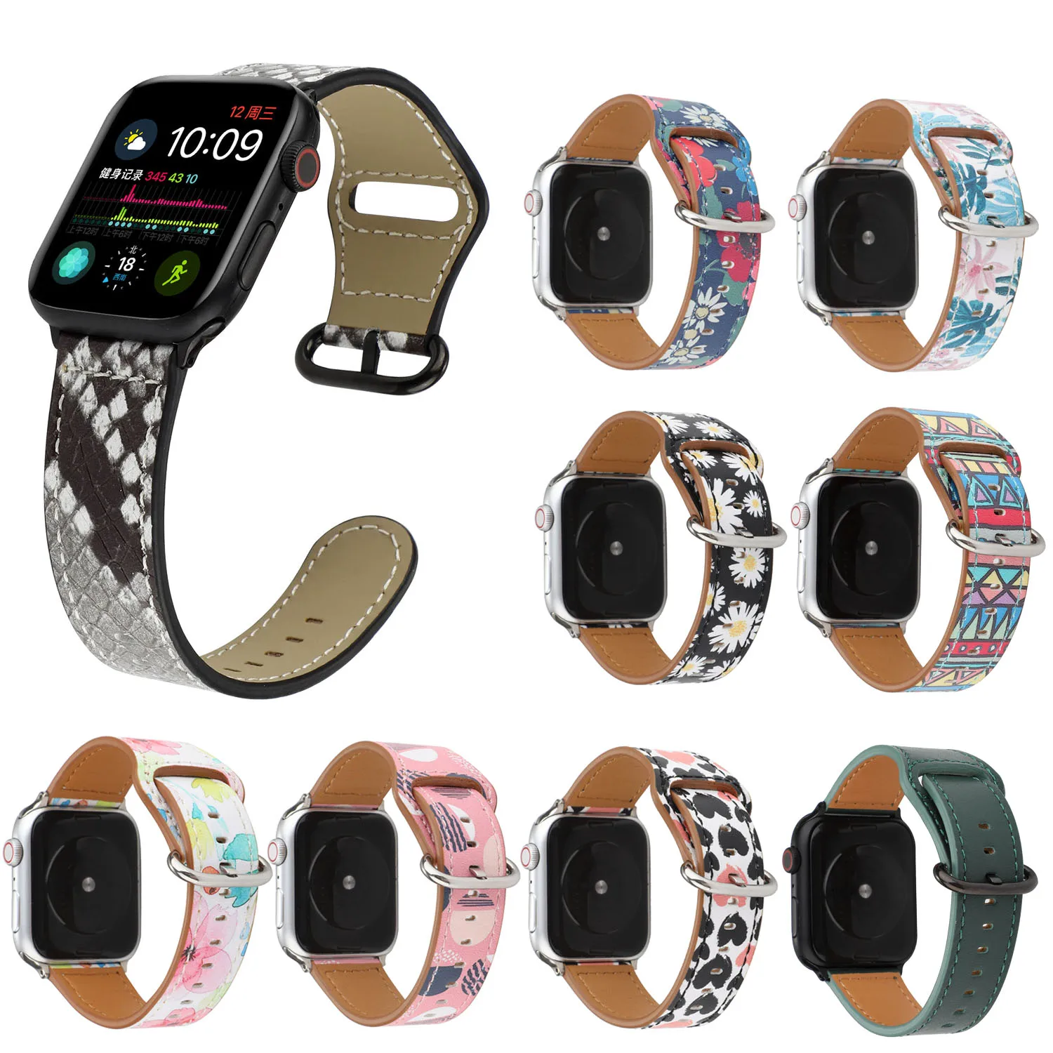 

Replace Watchband For Apple Watch 38/40mm 42/44mm Strap Classic Flower Floral Wristbands For Apple iWatch Band Bracelet