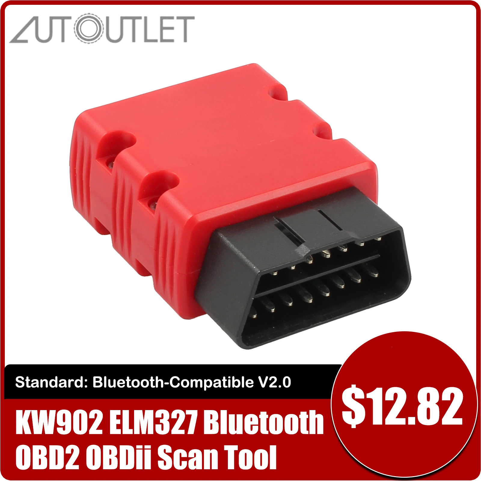Автомобильный диагностический сканер AUTOUTLET KW902 ELM327 с поддержкой Bluetooth 16 контактов
