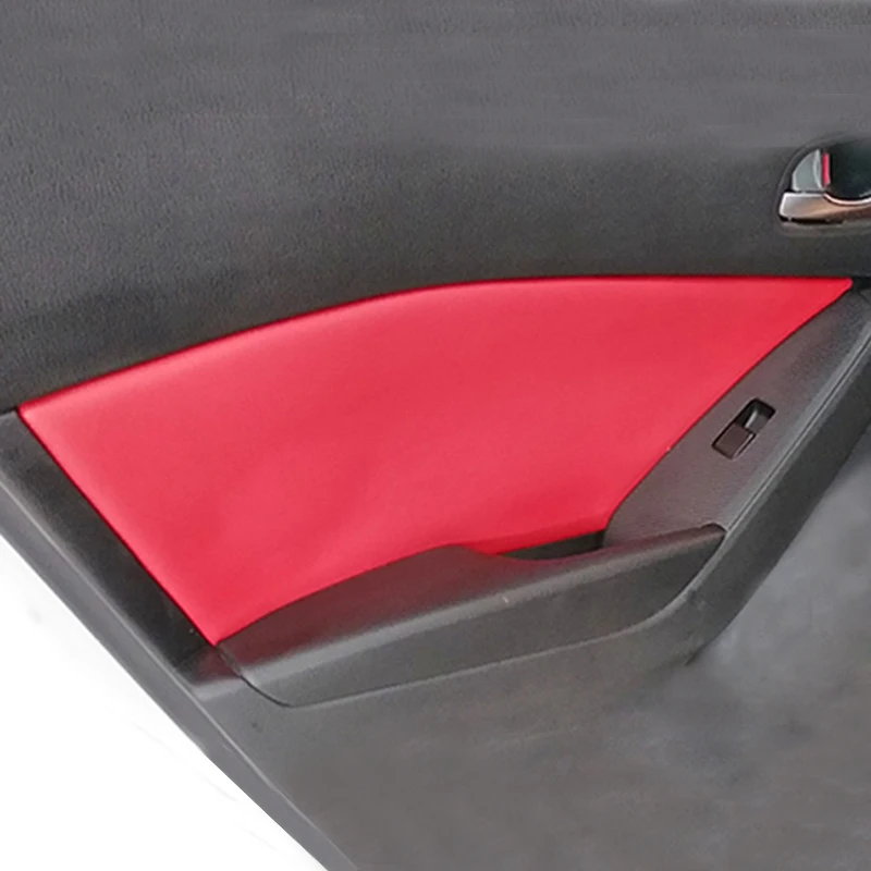 4pcs red 4 шт. Черное Красное микроволокно кожа двери автомобиля панель подлокотника крышка аксессуары для Mazda 3 Axela - Название цвета: 4pcs red