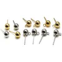20pcslot 316 stainless steel hypoallergenic 3 4 5 6 8mm round ball stud earrings post with loop fit diy earring jewelry making
