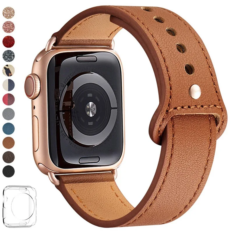 silver connector Натуральная кожа петля ремешок для apple watch band 44 мм 40 мм, 42 мм, 38 мм, ремешок для наручных часов iwatch, версия 4/3/2/1 Часы браслет аксессуары - Цвет ремешка: silver connector