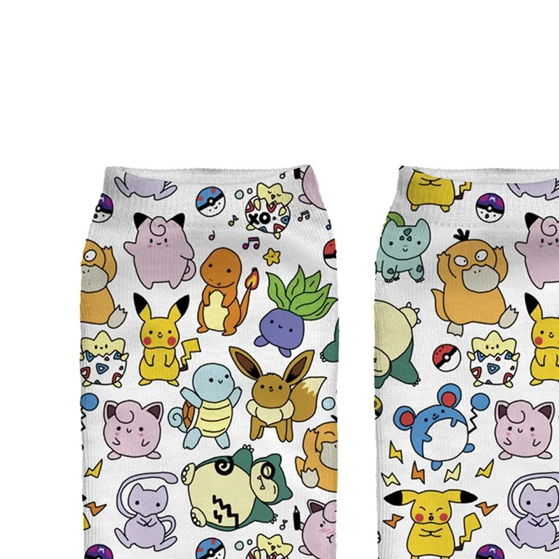 Calcetines con estampado de dibujos animados de Pok&eacute;mon para mujer, medias de Pikachu, Squirtle, Bulbasaur para ni&ntilde;os y ni&ntilde;as, Ventas Directas-3
