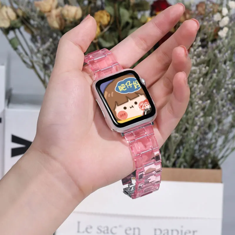 Ремешок прозрачный для Apple Watch 6 band 44 мм 40 резиновый браслет iWatch 42 38 watch series 3 4 5 se |