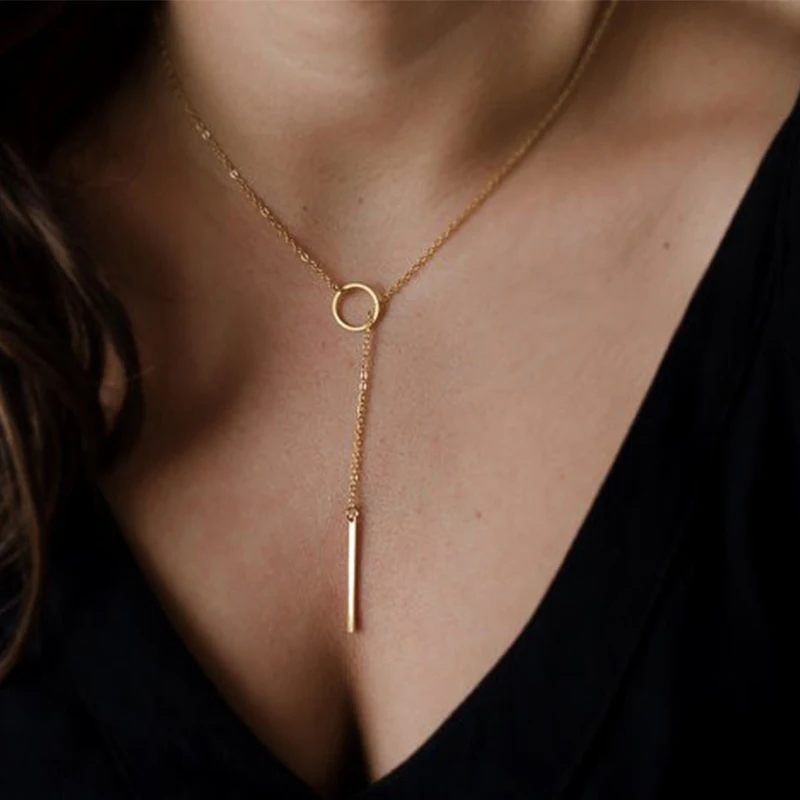 Hfarich минималистичное простое кольцо с длинной цепочкой изысканное ожерелье