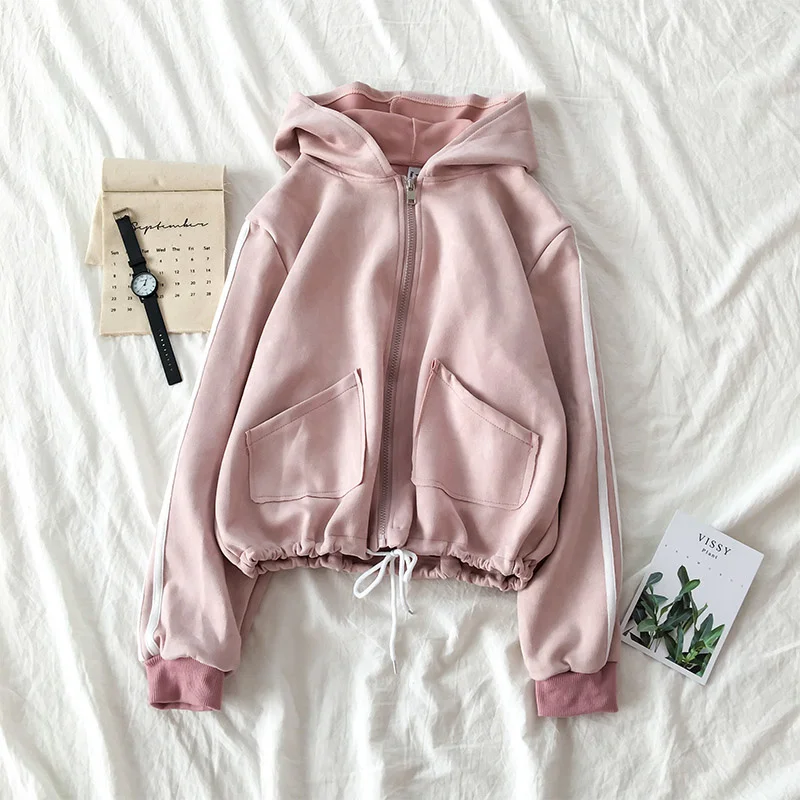 2021 Autumn Spring New Hooded Pink Sweatshirt Female Hong Kong Style Wide-Leg Jeans Trendy Two-Piece SuitRachel | Женская одежда