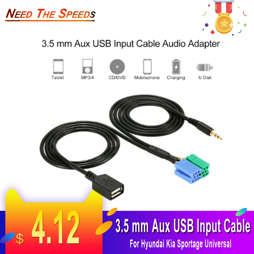Аудиоадаптер KKmoon3.5 мм с USB входом Aux для iPod iPhone 6S 6 Plus 5S 5C 5 MP3 Hyundai Kia Sportage|Кабели