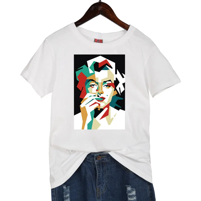 Модная уличная Базовая футболка Looose Женская хлопковая белая свободная с