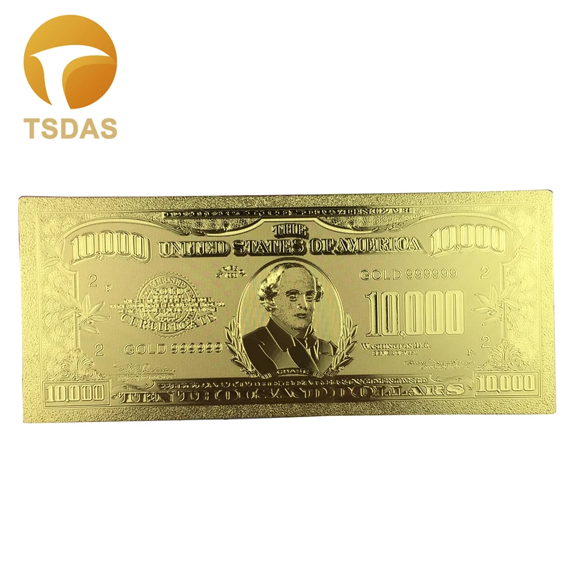 Новое издание американских 10 000 долларов купюр металлическая чистая Золотая