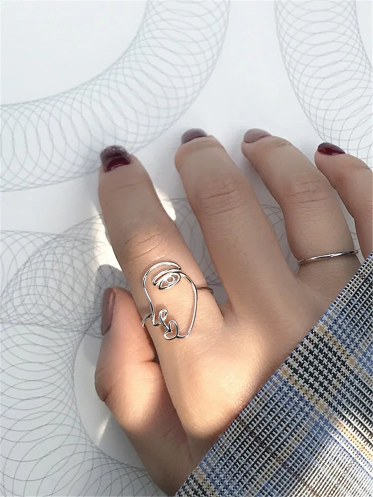 Оригинальный дизайн популярное человеческое лицо простое кольцо на палец кольца