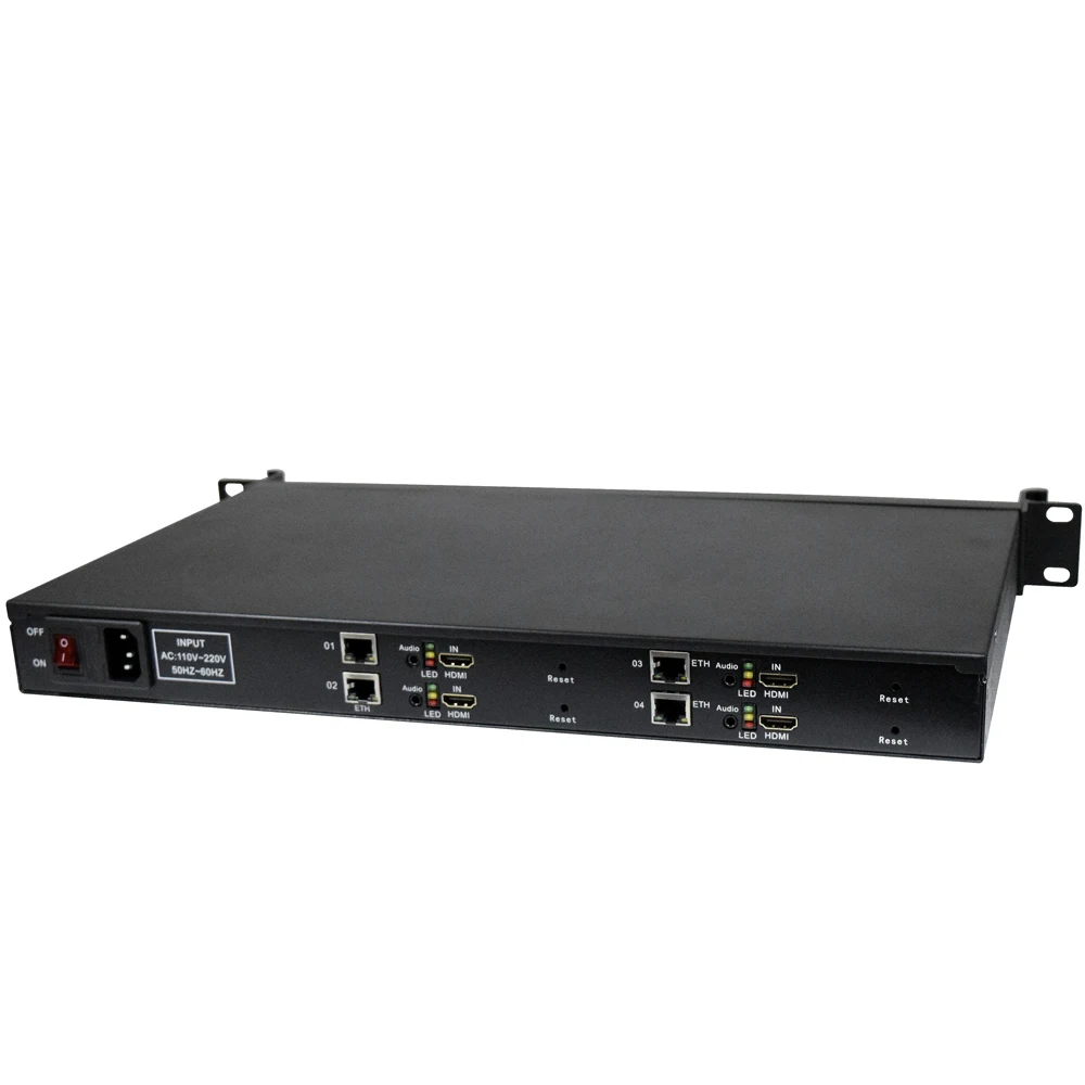 1U 4 Каналы HEVC H.265 H.264 CVBS к IP видео потоковый кодировщик SD HD кодер IPTV с HTTP UDP RTSP HLS RTMP
