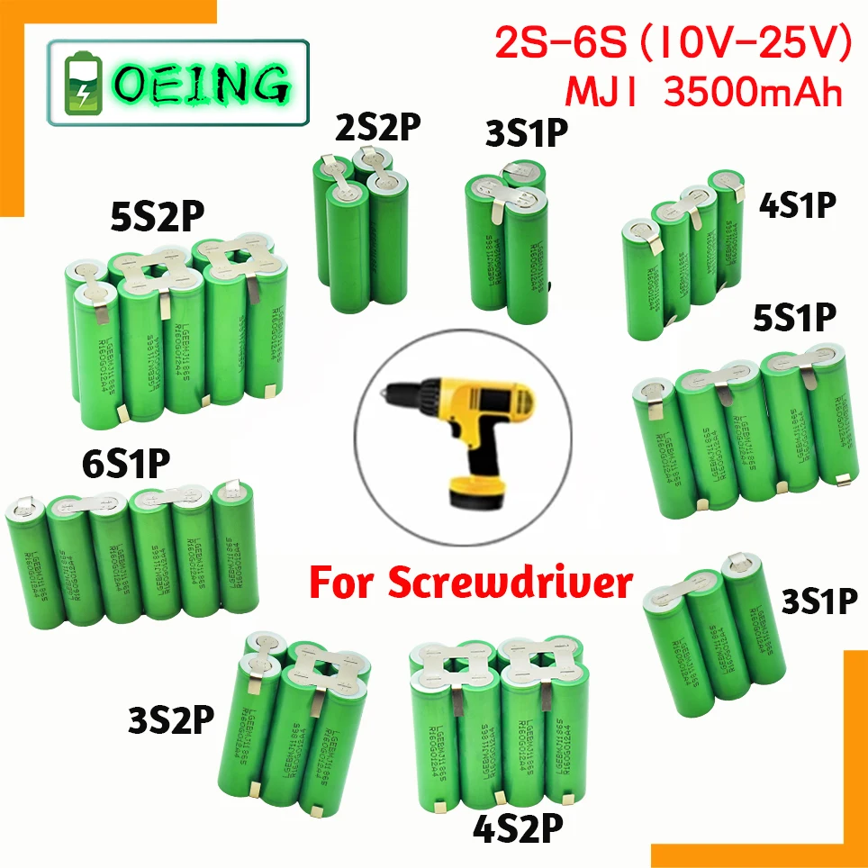 

2021 NEW 3S 12.6V 4S 16.8V 5S 21V 6S 25V MJ1 Battery Pack US18650MJ1 3500mah Battery 30A for 18V Screwdriver Battery Customize