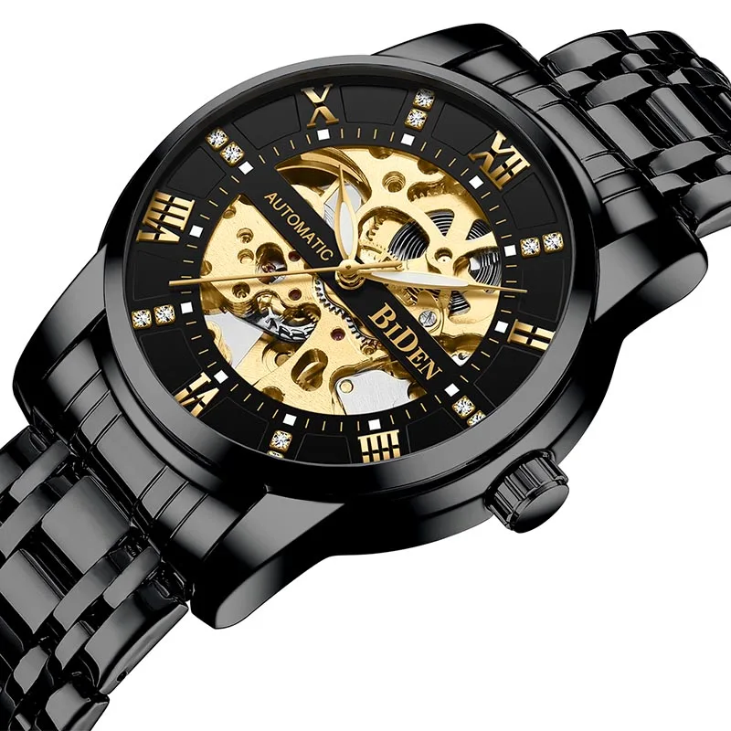 Часы Для Мужчин Скелет автоматические механические часы золотистые скелетоны