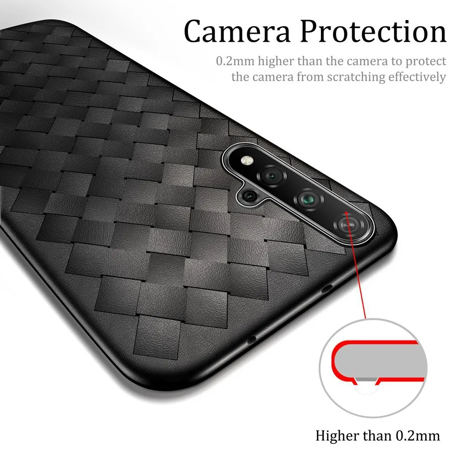 Чехол для Huawei Nova 5T из роскошной плетеной кожи с мягкой силиконовой задней крышкой для Honor 20S, 20i, 20 Pro Lite, Nova5T, Honor20.