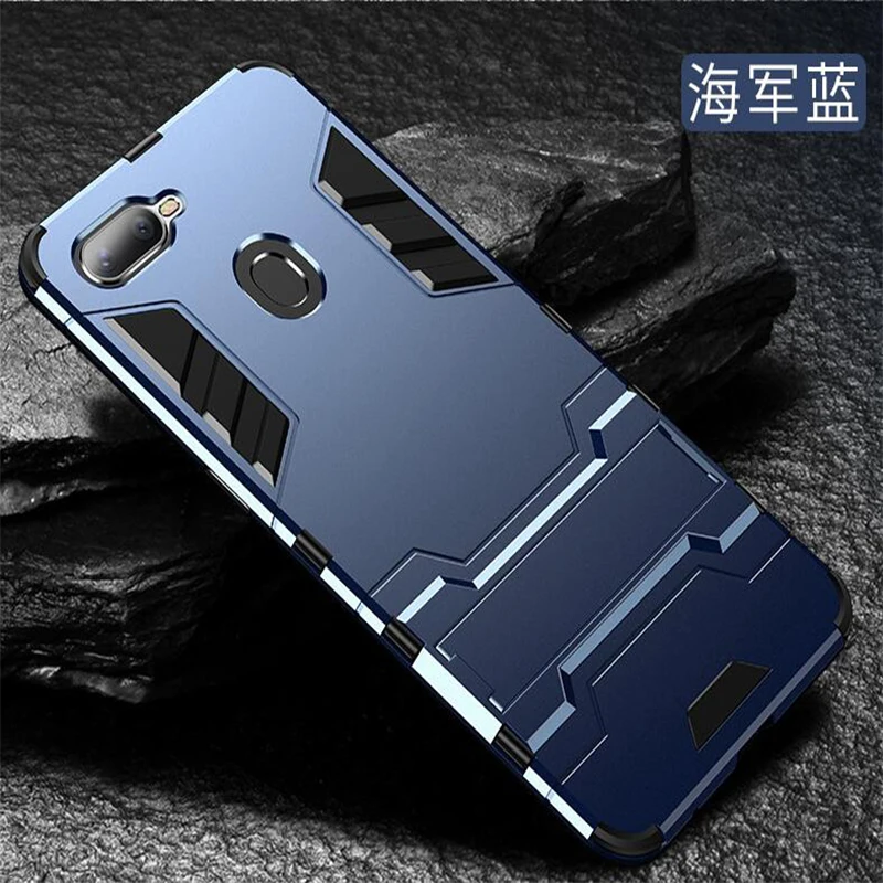 Синий Для OPPO A5S чехол OPPO A5S силиконовая пластиковая гибридная армированная стойка чехол для телефона OPPO A5S CPH1909 A 5s OPPOA5S OPPO AX5S - Цвет: Синий