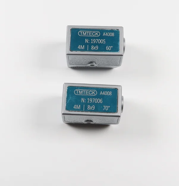 

3pcs Angle Beam Probe Work for Ultrasonic Flaw Detector Size: 4MHz 8x9 Degree: 45º + 60º+ 70º only suit to chinese machine