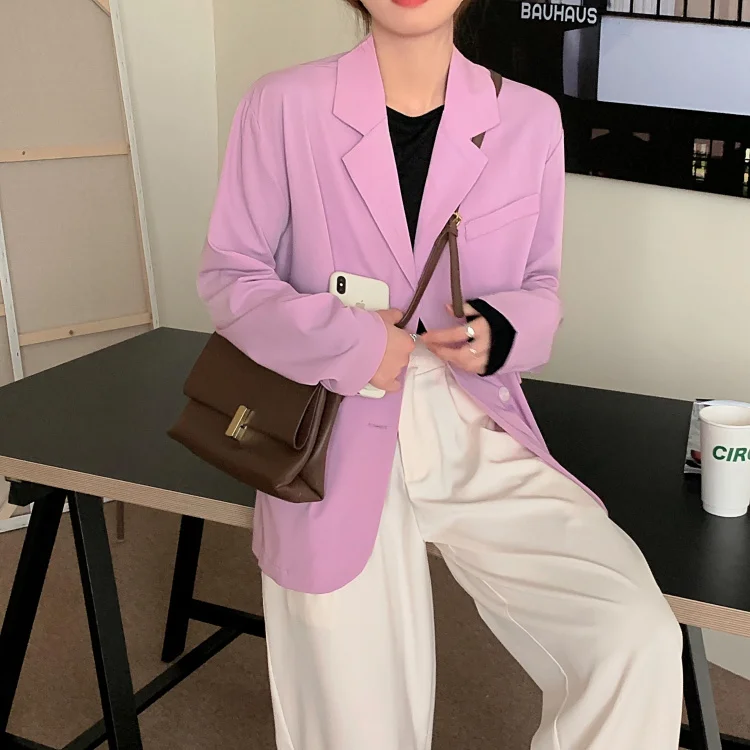 

JA0007 Long sleeve Notched Suit Jacket For Female Casual Elegant Double-breasted Solid Womens Spring Autumn Blazer Femme