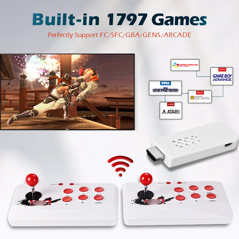 Джойстик Ретро игровая консоль Double Rocker 2 4G Беспроводная двойная клавиатура Plug and