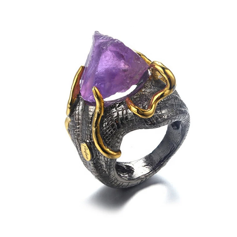 

Natural purple gemstone handmade 925 silver ring 210331-26