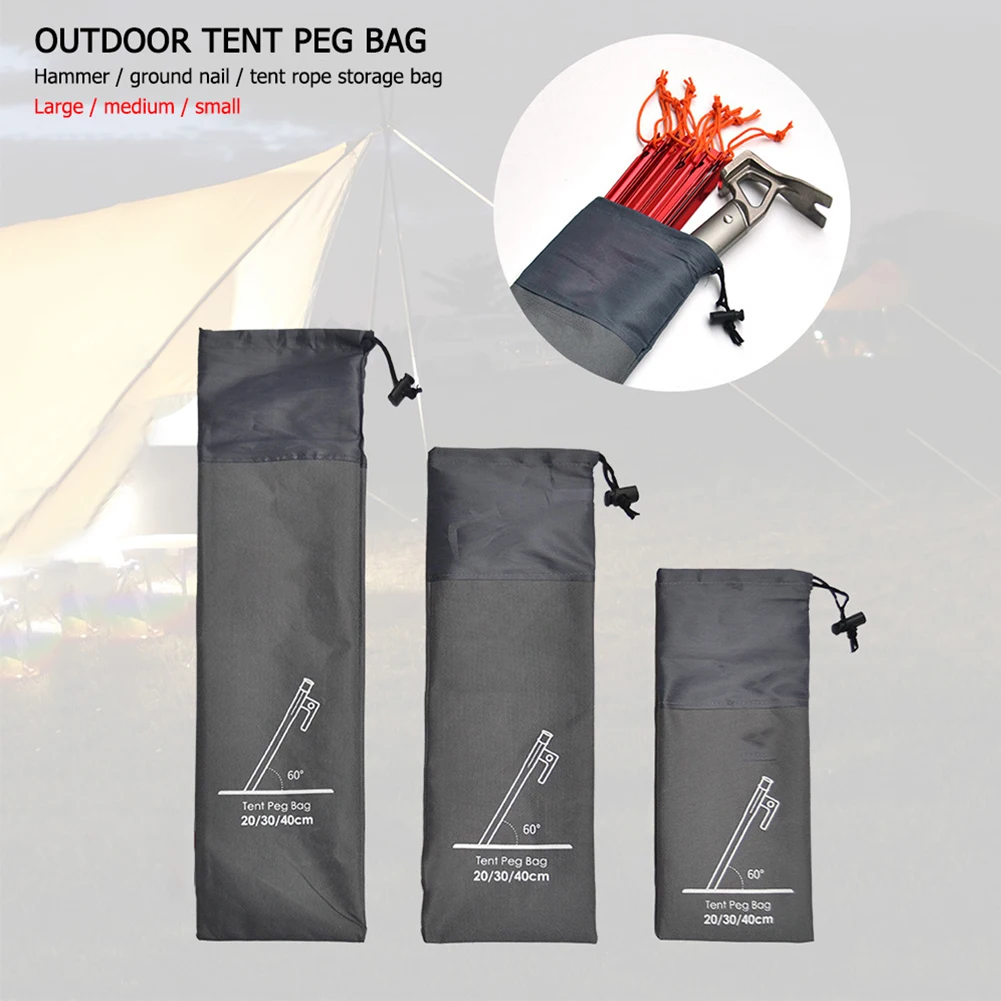 

Portable Outdoor Camping Equipment Stake Storage Bags Tent Accessories Hammer Wind Rope Tent Pegs Nails Storage Bag Tent parts