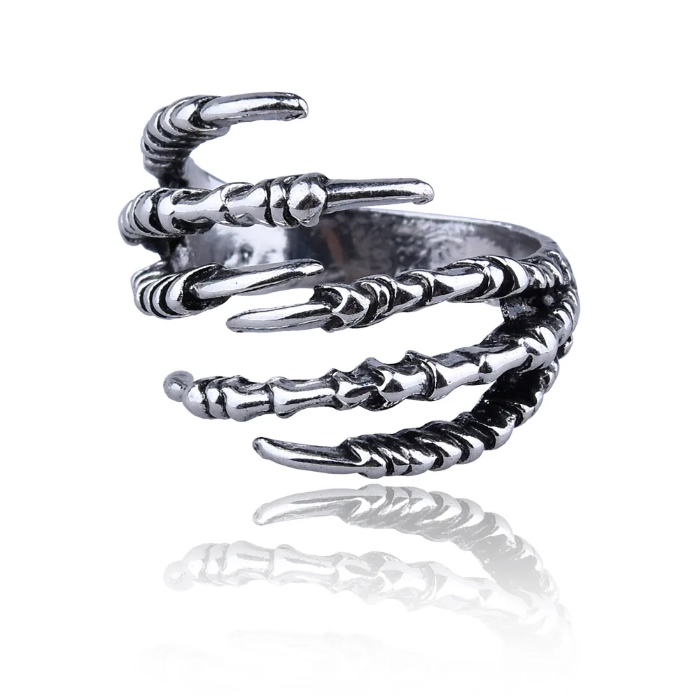 

Coconal Retro Punk Opening Resizable Dragon Claw Rings Steampunk Hip Hop Personality Finger Jewelry Men Women Halloween Rings