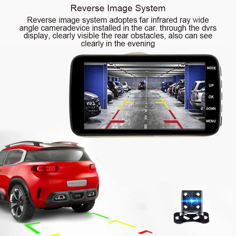 Мини видеорегистратор Anfilite 4 дюйма Full HD1080P Автомобильный автомобильная