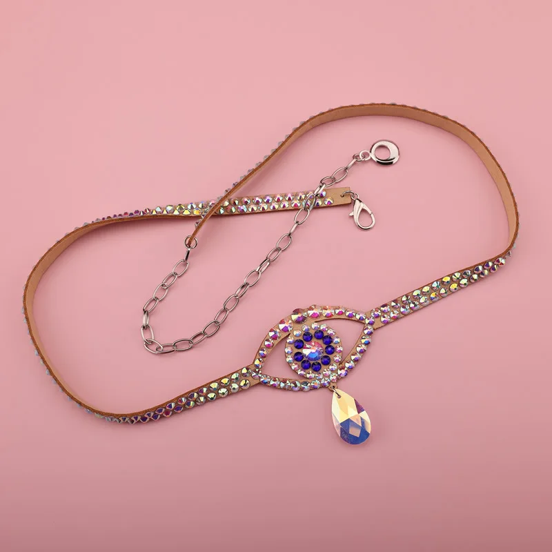 

Rhinestones Evil Eyes Waist Chain Women Belly Dance Costume Accessories Oriental Dance Clothes Prop Ornament