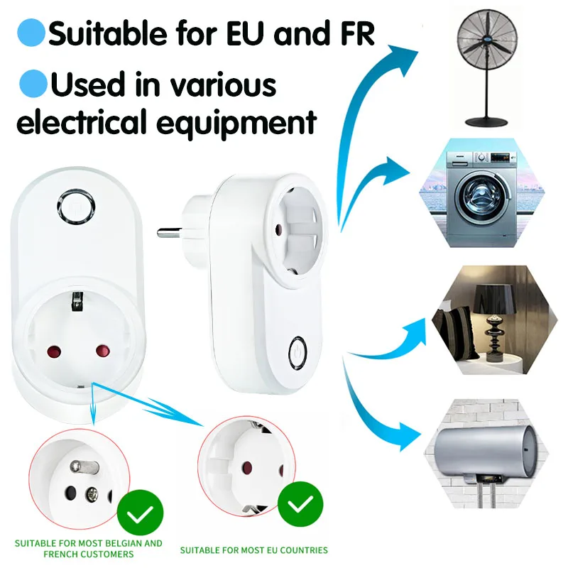 Universal EU FR Electric Sockets Switch with Remote Control 220V 15A 433Mhz Electrical Outlets for Smart Home Light Fan | Обустройство