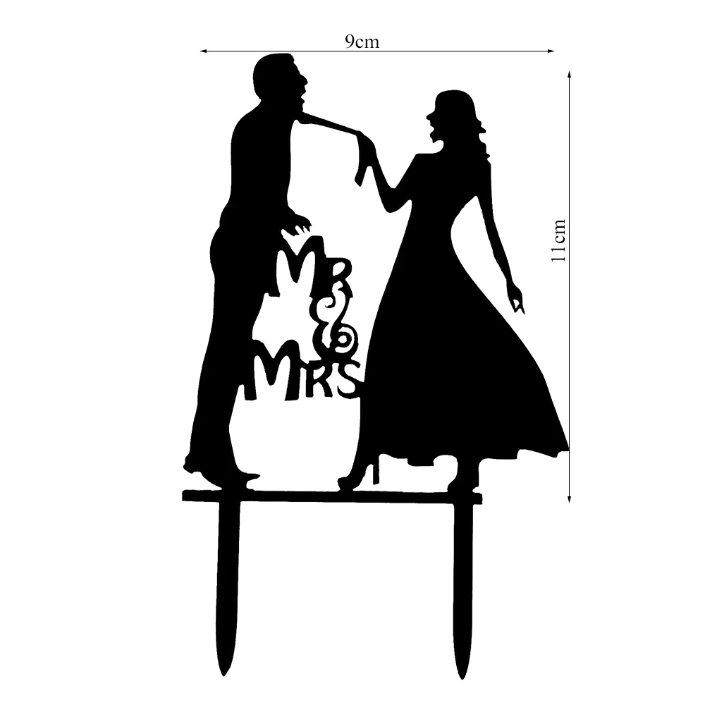 Cake Topper 55 Украшения на свадебный торт, фигурки из черного цвета в виде жениха и невесты Mr Mrs с кошечкой для маленьких собак торт топпера, свадебные Обручение вечерние украшения торта вечерние свадебные сувениры - Цвет: Cake Topper 55