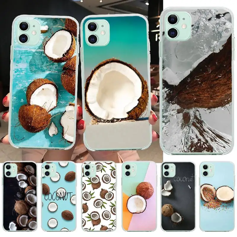 

PENGHUWAN summer cool coconut Soft Silicone Black Phone Case for iPhone 11 pro XS MAX 8 7 6 6S Plus X 5S SE XR cover