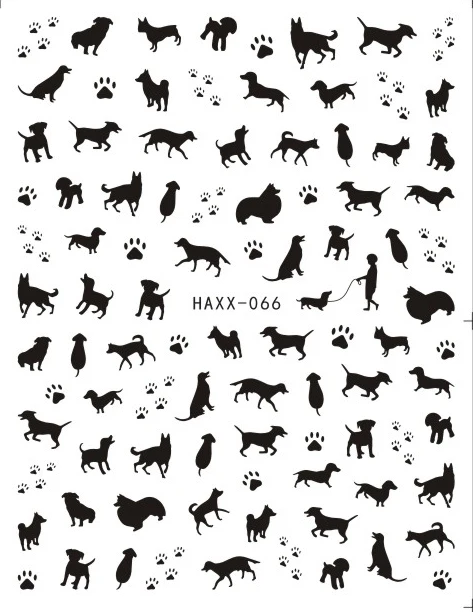 Hanyi серии Сакура цветок HANYI-275CATS стикеры 3D на ногти nail Art Наклейка шаблон diy ногтей инструмент украшения - Цвет: HAXX-66 BLACK