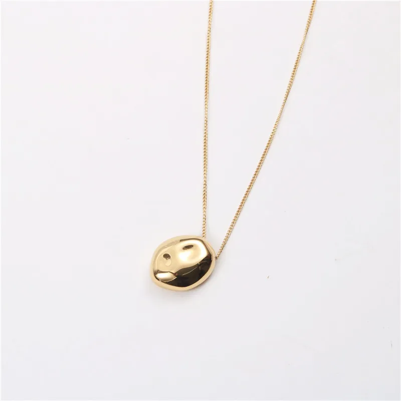 

Joolim Jewelry PVD Gold Finish Retro Irregular Goose Egg Pendant Necklace Stylish Stainless Steel Necklace