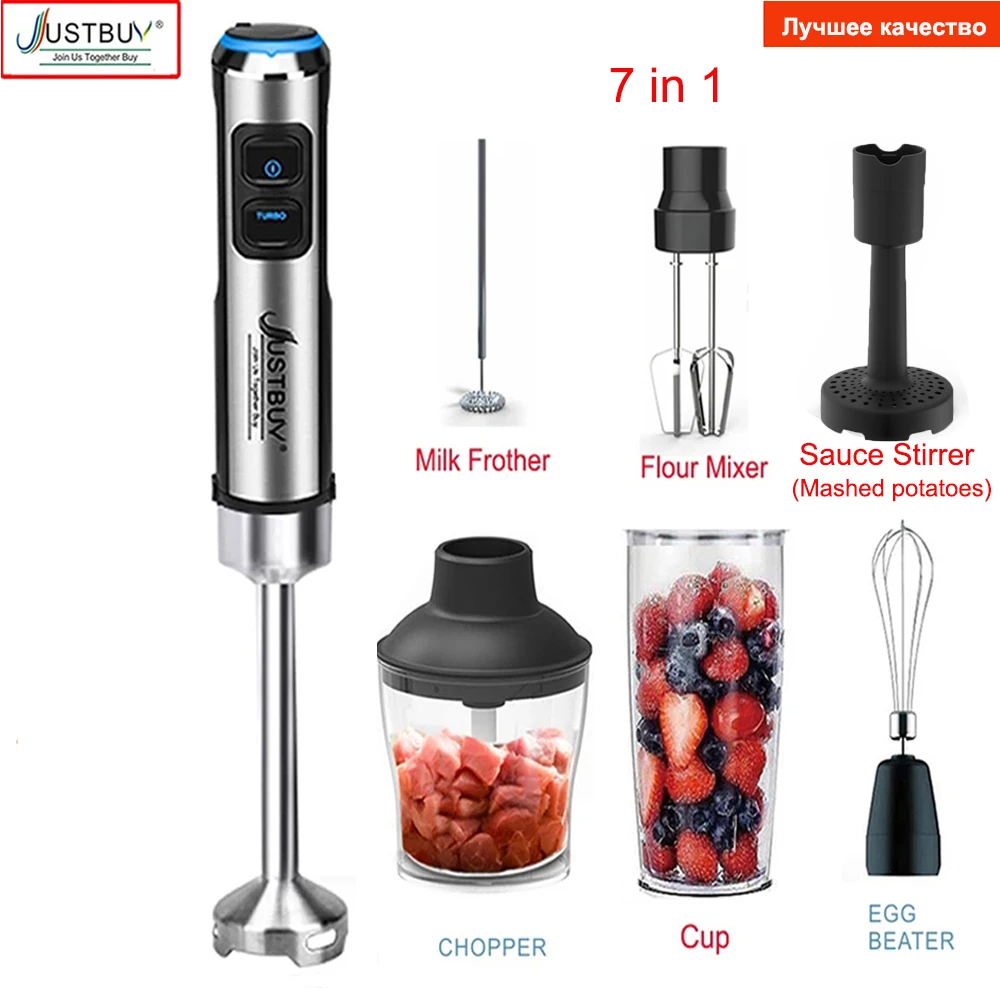 

7/6/4in1 1500W Electric Stick Hand Blender Mixer Immersion Egg Whisk Juicer Meat Grinder Food Processor