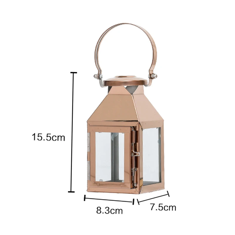 Rose gold S Подсвечник из нержавеющей стали, розовое золото, Европейский подсвечник, стеклянный подсвечник, романтичный подсвечник, украшение - Цвет: Rose gold S