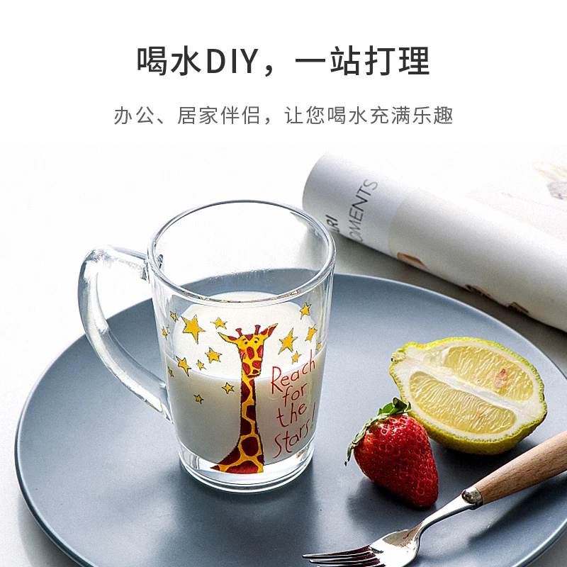 Милые Стеклянные термостойкие парные кофейные кружки с короткой стеклянной