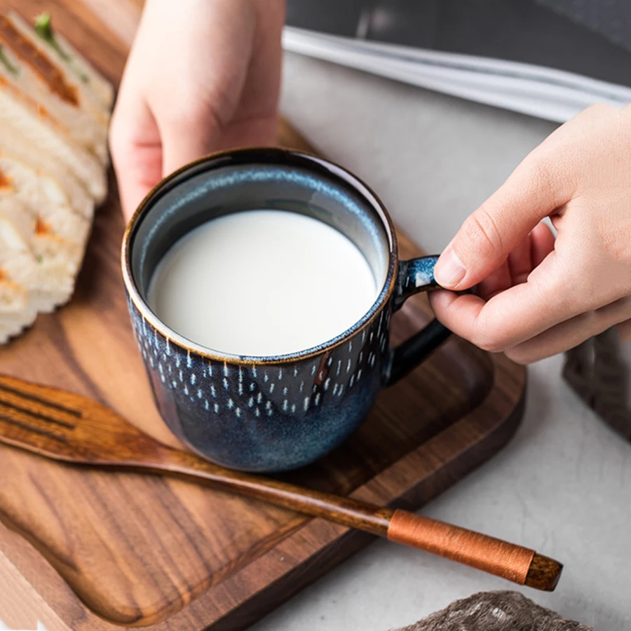 Творческий пива Кофе молоко чашки кружка чашка Caf синий роскошные Винтаж