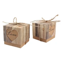 50 pcs wedding rustic kraft bark candy boxes with burlap chic twine favor gift box fping