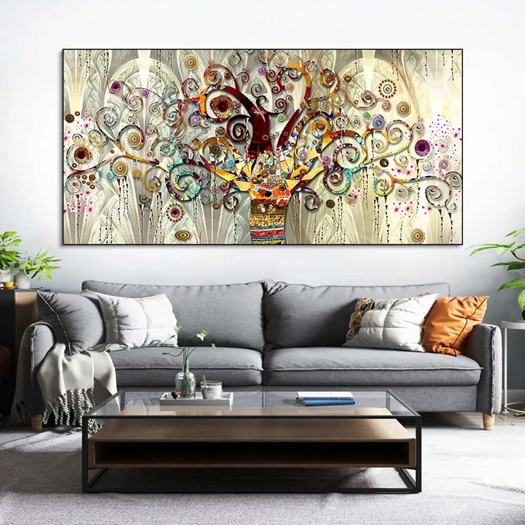 

Nordic Abstract Tree of Life Modern Wall Art Canvas Painting Posters and Prints Pictures Cafe Home Room Decor (No Frame)