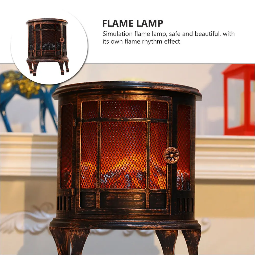 

1pc Delicate Fireplace Flame Light Decorative Night Lamp Home Decor (Coffee)