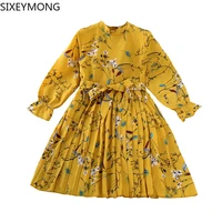girls dresses new 2021 autumn childrens clothing korean printing long sleeved childrens princess dress